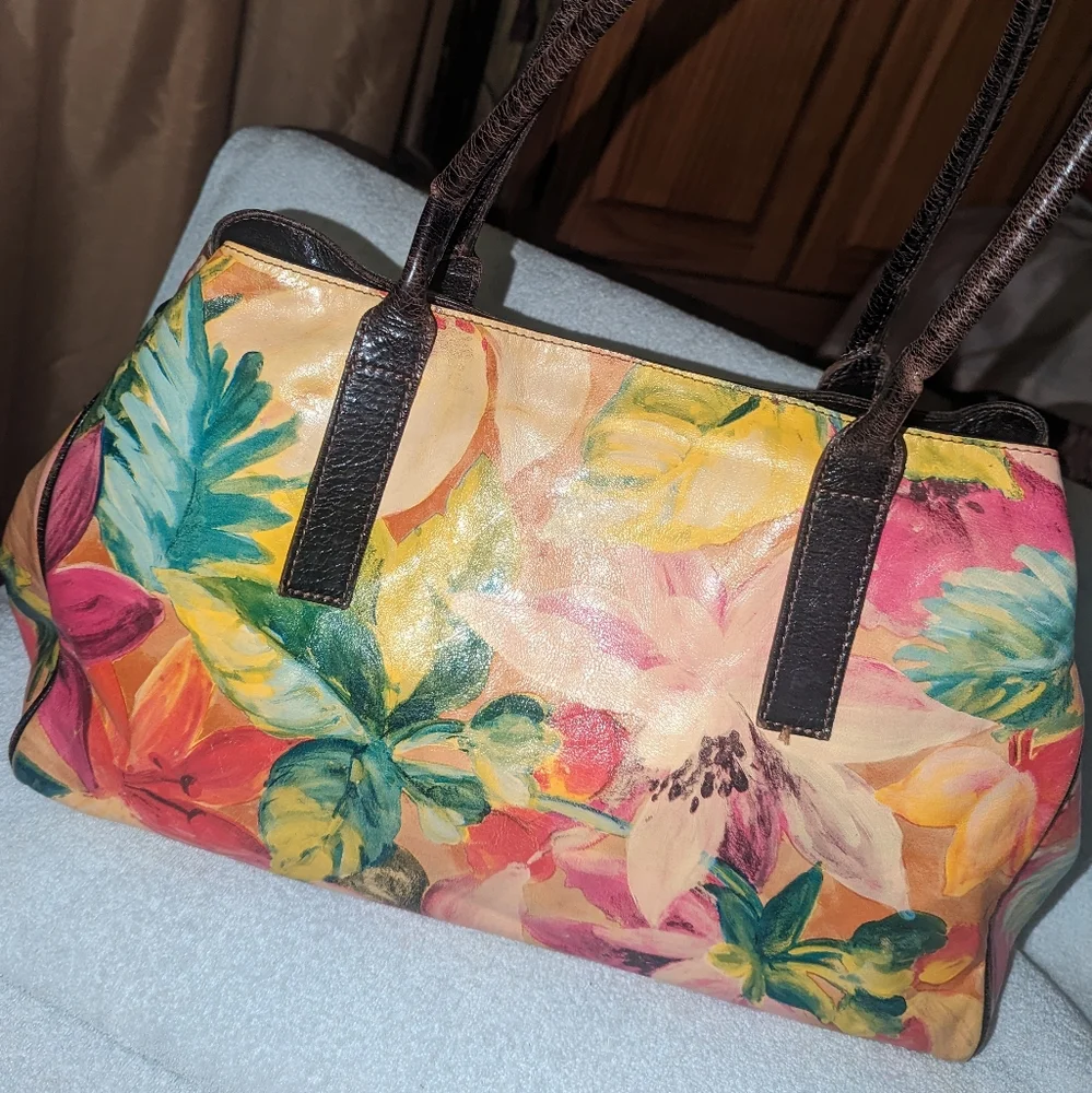 Maurizio Taiuti floral leather tote bag.